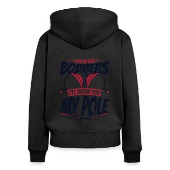 Montrez-moi vos bobbers pêche en haute mer pêcheur à la mouche - Sweat à capuche zippé Premium bio Femme - noir - Dos - Julia (174cm)