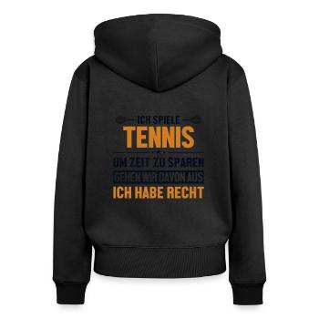 Tennis hat immer Recht Tennisspieler - Frauen Premium Bio Zip Hoodie - Schwarz - Hinten - Julia (174cm)