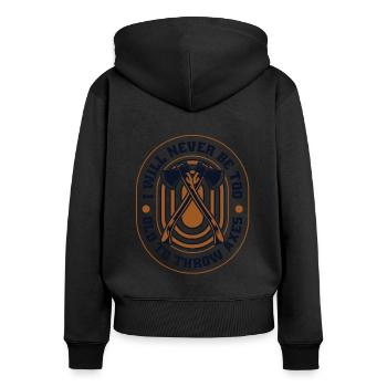 Je ne serai jamais trop vieux pour lancer des haches Lancer de hache - Sweat à capuche zippé Premium bio Femme - noir - Dos - Julia (174cm)