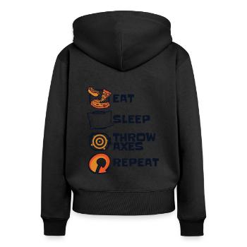 Manger Dormir Lancer Haches Répéter Hache Lancer Jeu Hache - Sweat à capuche zippé Premium bio Femme - noir - Dos - Julia (174cm)