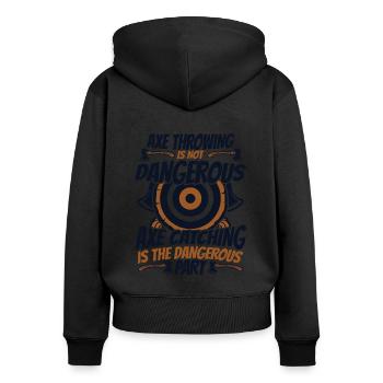 Axtwerfen ist kein Axtwerfen - Frauen Premium Bio Zip Hoodie - Schwarz - Hinten - Julia (174cm)