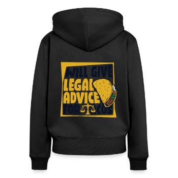 Donnera des conseils juridiques pour les tacos Procureur général - Sweat à capuche zippé Premium bio Femme - noir - Dos - Julia (174cm)