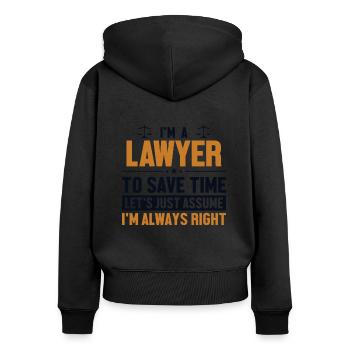 Avocat Supposons que j’aie raison Conseiller juridique Avocat - Sweat à capuche zippé Premium bio Femme - noir - Dos - Julia (174cm)