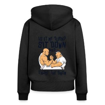 Asseyez-vous et profitez du bras d’entraînement d’exercice de spectacle - Sweat à capuche zippé Premium bio Femme - noir - Dos - Julia (174cm)