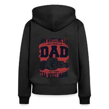 Bras de fer avec papa comme un bras d’exercice de papa ordinaire - Sweat à capuche zippé Premium bio Femme - noir - Dos - Julia (174cm)