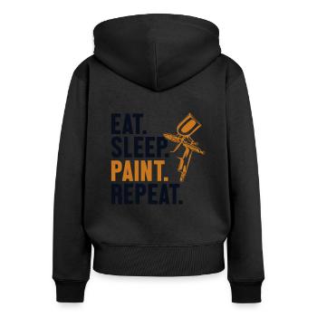 Essen Schlaf Farbe wiederholen Fahrzeug Auto Spray Auto - Frauen Premium Bio Zip Hoodie - Schwarz - Hinten - Julia (174cm)