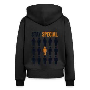 Bleiben Spezielle künstliche Beine Prothese Fuß Bein - Frauen Premium Bio Zip Hoodie - Schwarz - Hinten - Julia (174cm)