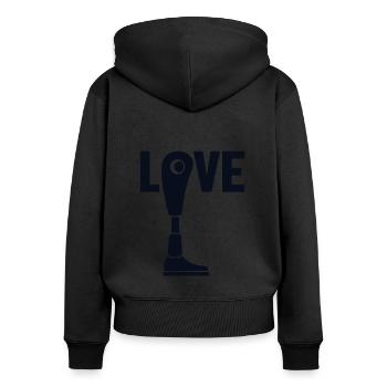 Liebe künstliche Beine Prothese Fuß Benutzer Bein - Frauen Premium Bio Zip Hoodie - Schwarz - Hinten - Julia (174cm)