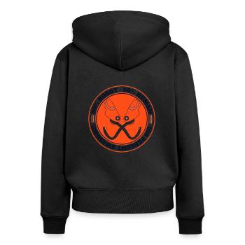 50% Roboter 50% Mensch Prothese Fuß Benutzer Bein - Frauen Premium Bio Zip Hoodie - Schwarz - Hinten - Julia (174cm)