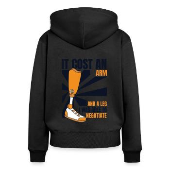 Es kostete einen Arm und eine Beinprothese Fußbenutzerbein - Frauen Premium Bio Zip Hoodie - Schwarz - Hinten - Julia (174cm)