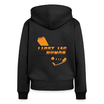 J’ai perdu ma jambe, pas mon humour, des jambes artificielles, une jambe d’utilisateur - Sweat à capuche zippé Premium bio Femme - noir - Dos - Julia (174cm)