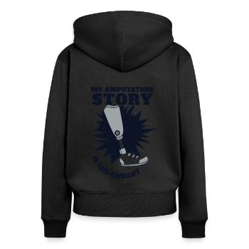 Meine Amputationsgeschichte ist legendäres Benutzerbein - Frauen Premium Bio Zip Hoodie - Schwarz - Hinten - Julia (174cm)