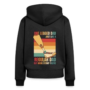 Einbeiniger Vater genau wie ein normaler Vater Benutzerbein - Frauen Premium Bio Zip Hoodie - Schwarz - Hinten - Julia (174cm)