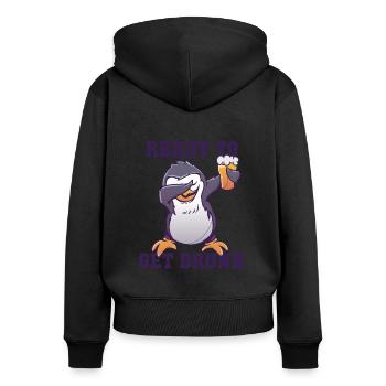 Prêt à se saouler Pingouin royal Manchot empereur - Sweat à capuche zippé Premium bio Femme - noir - Dos - Julia (174cm)