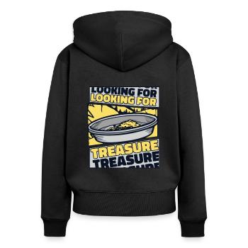 À la recherche d’un trésor Prospection Mineur Or - Sweat à capuche zippé Premium bio Femme - noir - Dos - Julia (174cm)