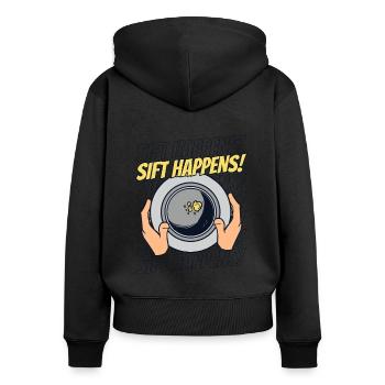 Siebung geschieht Schürfen von Miner Placer Mining Gold - Frauen Premium Bio Zip Hoodie - Schwarz - Hinten - Julia (174cm)