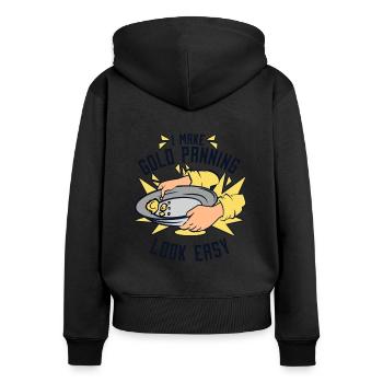 Ich lasse das Goldwaschen einfach aussehen Schürfen von Bergleuten - Frauen Premium Bio Zip Hoodie - Schwarz - Hinten - Julia (174cm)