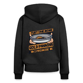Nur noch ein Goldwaschen Ich verspreche Miner Gold - Frauen Premium Bio Zip Hoodie - Schwarz - Hinten - Julia (174cm)