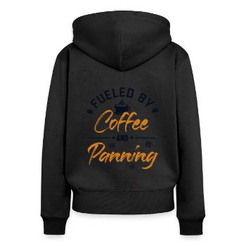 Alimenté par le café et le miner de prospection à la casserole - Sweat à capuche zippé Premium bio Femme - noir - Dos - Julia (174cm)