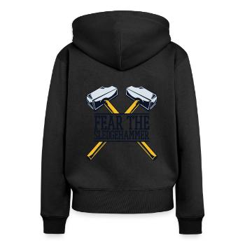 Angst vor dem Vorschlaghammer Home Wrecker Experts House - Frauen Premium Bio Zip Hoodie - Schwarz - Hinten - Julia (174cm)