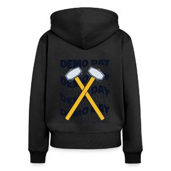 Demo Day Home Wrecker Abriss Bauunternehmer Haus - Frauen Premium Bio Zip Hoodie - Schwarz - Hinten - Julia (174cm)