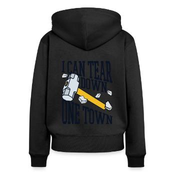 Ich kann ein Bauwerk in der Stadt abreißen - Frauen Premium Bio Zip Hoodie - Schwarz - Hinten - Julia (174cm)