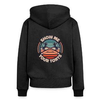 Montrez-moi vos délits Études juridiques Faculté de droit Droit - Sweat à capuche zippé Premium bio Femme - noir - Dos - Julia (174cm)