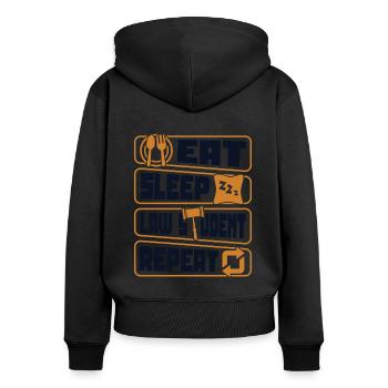 Essen Sie, schlafen Sie Jurastudenten und wiederholen Sie Jurastudenten - Frauen Premium Bio Zip Hoodie - Schwarz - Hinten - Julia (174cm)