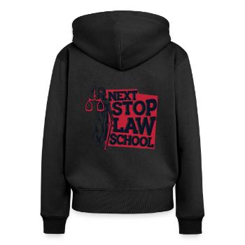 Next Stop Faculté de Droit Faculté de Droit Université Droit - Sweat à capuche zippé Premium bio Femme - noir - Dos - Julia (174cm)
