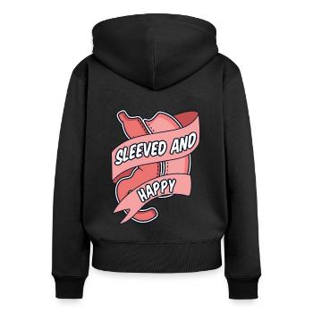 Sleeved And Happy Gastric Bypass Bariatric - Women's Premium Organic Zip Hoodie - black - Back - Julia (174cm)