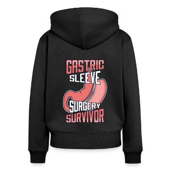 Chirurgie de la sleeve gastrique Survivant Bariatrique Gastrique - Sweat à capuche zippé Premium bio Femme - noir - Dos - Julia (174cm)