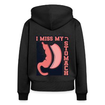 Mon estomac Bypass gastrique bariatrique me manque - Sweat à capuche zippé Premium bio Femme - noir - Dos - Julia (174cm)