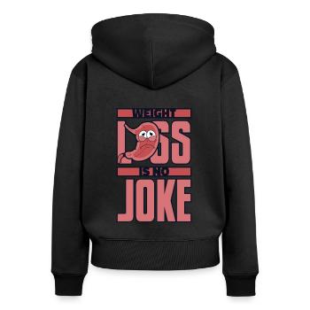 Gewichtsverlust ist kein Witz Magenbypass Magen - Frauen Premium Bio Zip Hoodie - Schwarz - Hinten - Julia (174cm)