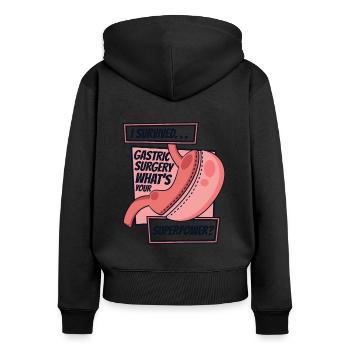 J’ai survécu à une chirurgie gastrique Bypass gastrique Gastrique - Sweat à capuche zippé Premium bio Femme - noir - Dos - Julia (174cm)
