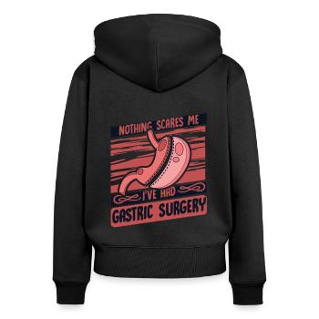 Rien ne me fait peur Bypass gastrique Bariatrique - Sweat à capuche zippé Premium bio Femme - noir - Dos - Julia (174cm)