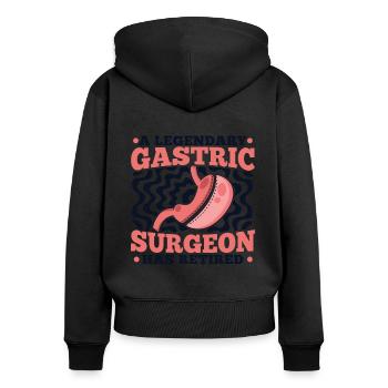 Ein legendärer Magenchirurg hat Magenchirurg in den Ruhestand versetzt - Frauen Premium Bio Zip Hoodie - Schwarz - Hinten - Julia (174cm)