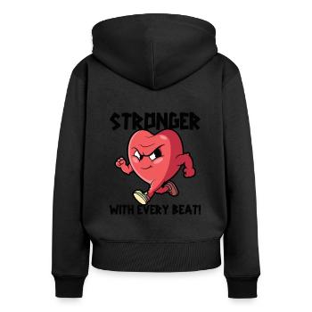 Stronger With Every Beat Pacemakers Open Heart - Women's Premium Organic Zip Hoodie - black - Back - Julia (174cm)
