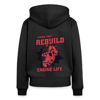 Leben, das die Lebensdauer des Motors wieder aufbaut Katheter öffnen - Frauen Premium Bio Zip Hoodie - Schwarz - Hinten - Julia (174cm)