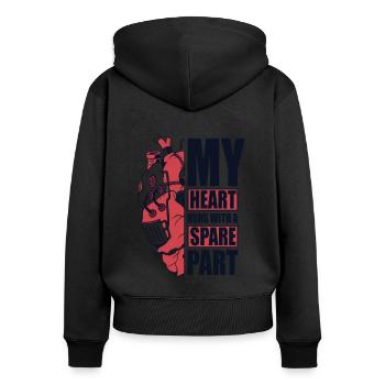 My Heart Runs With A Spare Part Catheter Open - Women's Premium Organic Zip Hoodie - black - Back - Julia (174cm)