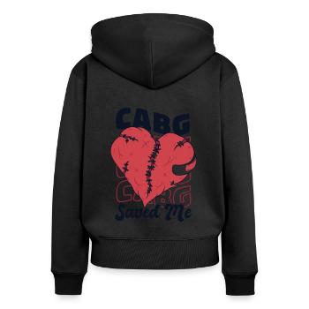 CABG Saved Me Pacemakers Catheter Open Heart - Women's Premium Organic Zip Hoodie - black - Back - Julia (174cm)