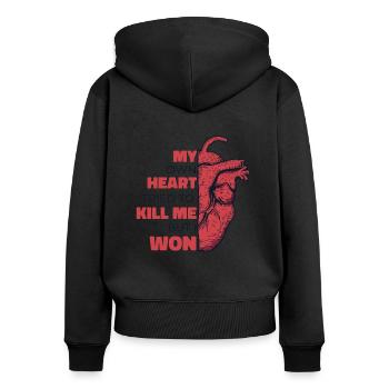 My Own Heart Tried To Kill Me But I Won Open - Women's Premium Organic Zip Hoodie - black - Back - Julia (174cm)