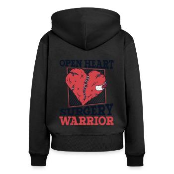 Krieger-Katheter für die Chirurgie am offenen Herzen - Frauen Premium Bio Zip Hoodie - Schwarz - Hinten - Julia (174cm)
