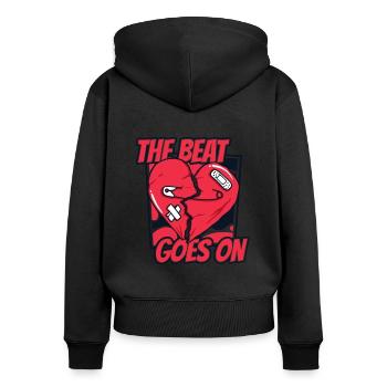 Der Beat Geht Auf Herzschrittmacher Katheter Offenes Herz - Frauen Premium Bio Zip Hoodie - Schwarz - Hinten - Julia (174cm)