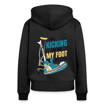 J’avais botté le cul os cassé os cassé os du doigt - Sweat à capuche zippé Premium bio Femme - noir - Dos - Julia (174cm)