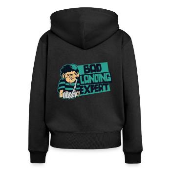 Bad Landing Expert Broken Finger Broken Bone Bone - Women's Premium Organic Zip Hoodie - black - Back - Julia (174cm)