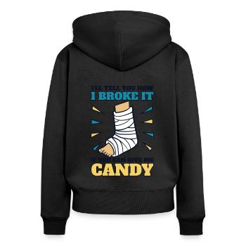 Ich werde dir erzählen, wie ich es gebrochen habe, gebrochene Knochenknochen - Frauen Premium Bio Zip Hoodie - Schwarz - Hinten - Julia (174cm)