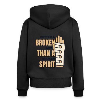 Besser gebrochener Arm als gebrochener Geisterchirurgenknochen - Frauen Premium Bio Zip Hoodie - Schwarz - Hinten - Julia (174cm)