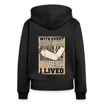 Mit jedem gebrochenen Arm schwöre ich, dass ich gelebt habe Chirurg - Frauen Premium Bio Zip Hoodie - Schwarz - Hinten - Julia (174cm)