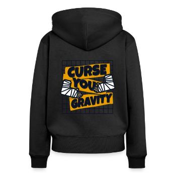 Curse You Gravity Broken Bone Broken Finger Bone - Women's Premium Organic Zip Hoodie - black - Back - Julia (174cm)