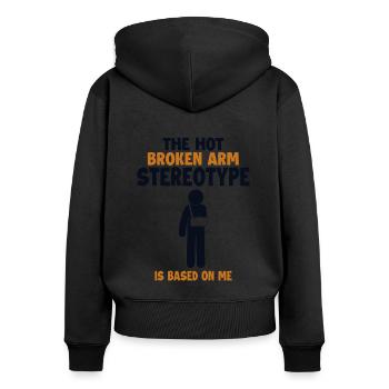 Das Klischee des gebrochenen Arms basiert auf dem Knochen des Chirurgen - Frauen Premium Bio Zip Hoodie - Schwarz - Hinten - Julia (174cm)